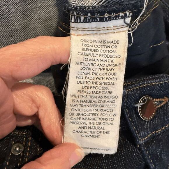 Victoria Beckham Side Stripe Tapered Jeans Dark Wash Black & Gold Stripe Size 28 - Picture 6 of 12